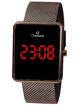 Relógio Champion Original Digital Caixa Metal Pulseira Aço CH40080R