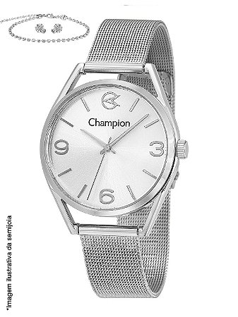 Relógio Champion Original Social Caixa Metal Conjunto Cristais CF24402J