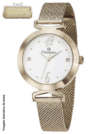 Relógio Champion Original Social Pulseira Metal Couro Bolsa CF24395C