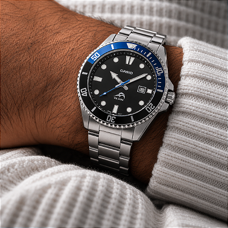 Relógio Casio Analógico Prata/Azul MDV-107D-1A2VDF
