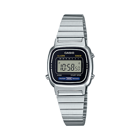 Relógio Casio Vintage Digital Prata/Preto LA670WA-1DF