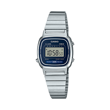 Relógio Casio Vintage Digital Prata/Azul LA670WA-2DF