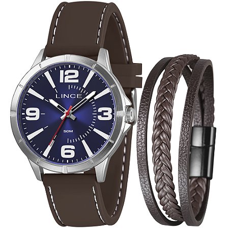Relógio Lince Masculino marron Analógico c/ brinde