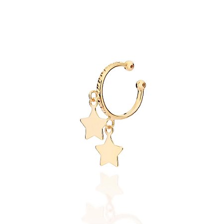 Brinco Rommanel Piercing de Pressão com Estrelas Ouro 18K