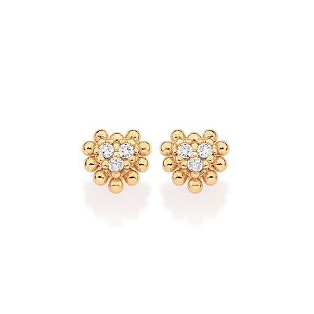 Brinco Rommanel Coração com Zircônias Ouro 18K