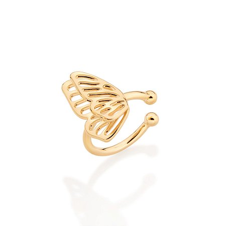 Brinco Rommanel Piercing de Pressão Asas de Ouro 18K