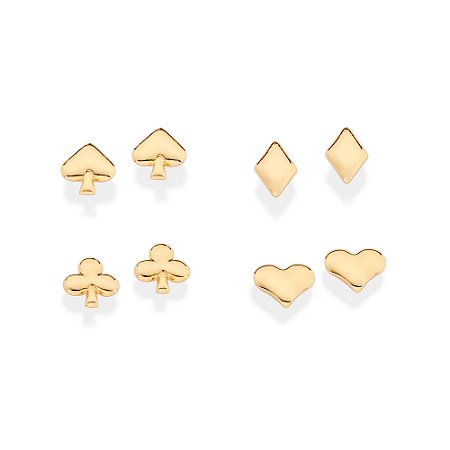 Kit Rommanel Brinco Naipes Ouro 18K