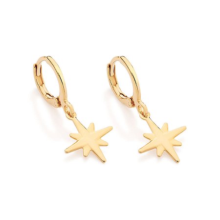 Brinco Rommanel Argola com Estrela Ouro 18K
