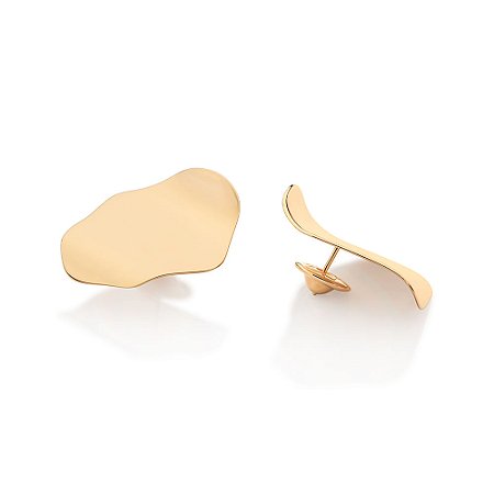 Maxi Rommanel Brinco Ondulado Ouro 18K