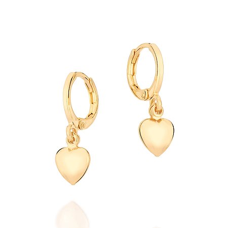 Brinco Rommanel Argola Coração Abaulado Ouro 18K
