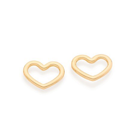 Brinco Rommanel Coração Vazado Ouro 18K