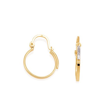 Brinco Rommanel Argola com Rhodium Ouro 18K