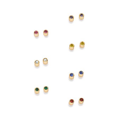 Kit Rommanel Brinco Semaninha com Cristais Ouro 18K