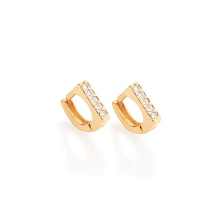 Brinco Rommanel Argola com Zircônias Ouro 18K