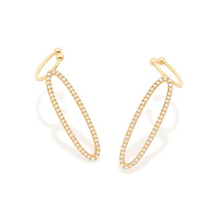 Brinco Rommanel Ear Cuff com Zircônias Ouro 18K