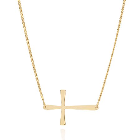 Gargantilha Rommanel com Pingente de Cruz Ouro 18K