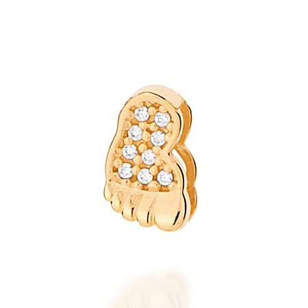 Pingente Rommanel Formato Pé com Zircônias Ouro 18K