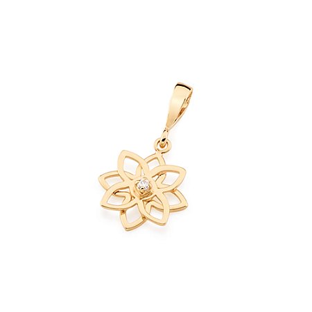 Pingente Rommanel Flor com Zircônia Ouro 18K