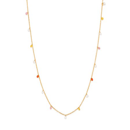 Gargantilha Rommanel com Cristais Pendurados Ouro 18K