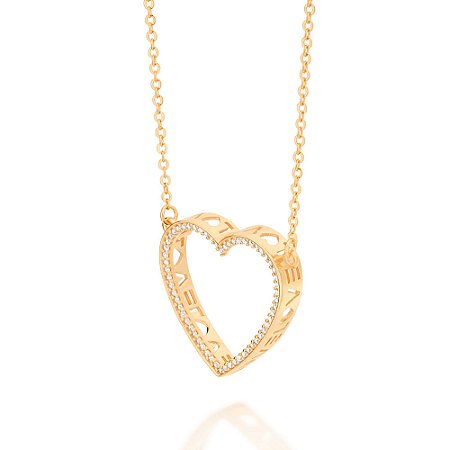 Gargantilha Rommanel Love com Zircônias Ouro 18K