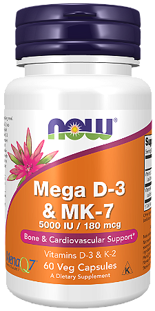 Mega D-3 MK-7 180 mcg 60 Cáps - NOW Foods