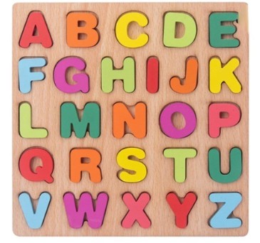 Quebra-Cabeça de Encaixe Letras - Alfabeto de Madeira - Brinquedo Educativo