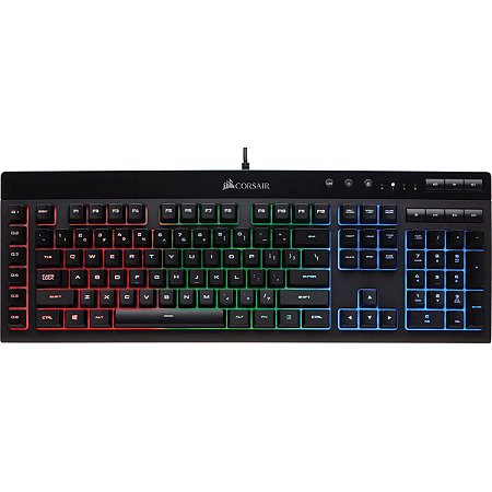 Teclado Corsair K55 preto com luz RGB