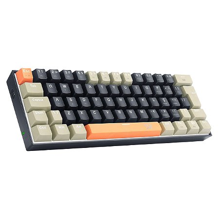 Teclado Gamer Redragon Lakshmi Laranja+Preto+ Cinza Com Switch Marrom