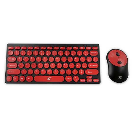 Kit Freestyle V2 Teclado E mouse Sem Fio Preto/Vermelho