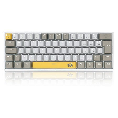 Teclado Mecanico Lakshmi Amarelo Cinza Branco Com Switch Marrom