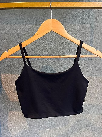 Top Alça Liso Preto