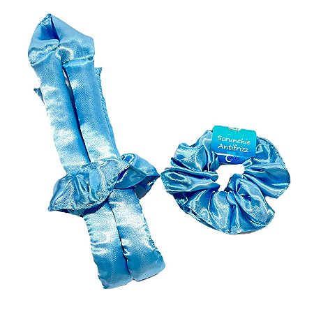 Modelador de Cachos e Ondas em Cetim (heatless curls)  - Cachos Sem Calor e sem Danos Cor: Azul Bebê