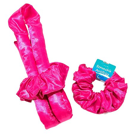 Modelador de Cachos e Ondas em Cetim (heatless curls)  - Cachos Sem Calor e sem Danos Cor: Rosa Pink