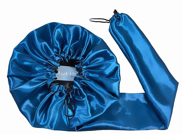 Touca Difusora Secadora Dupla Face Premium Azul Turquesa e Preto