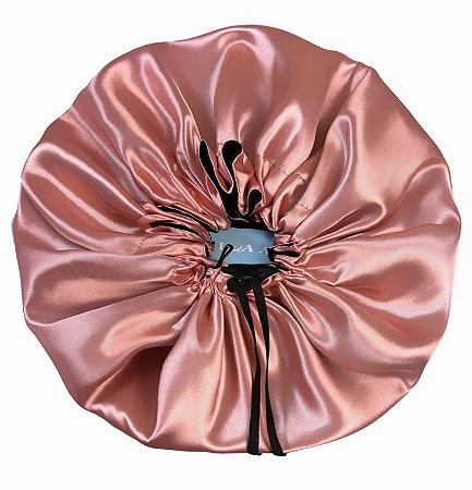 Touca De Cetim Antifrizz Dupla Face Ajustável - Rosé e Preto