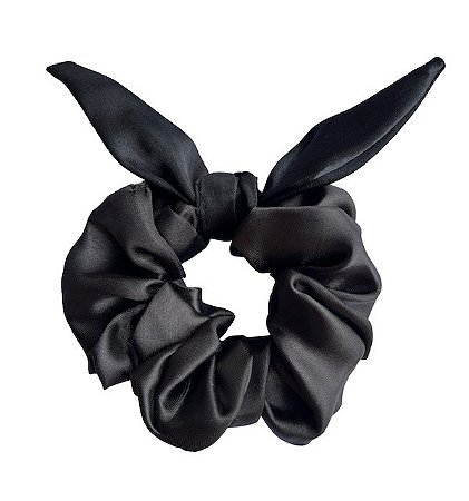 Scrunchie de Cetim Lacinho Anti Frizz- Preto