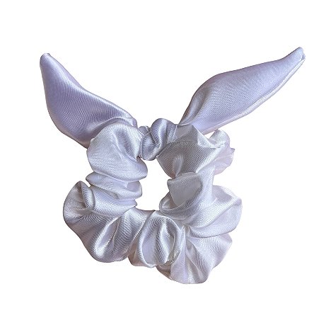 Scrunchie de Cetim Lacinho Anti Frizz- Branco