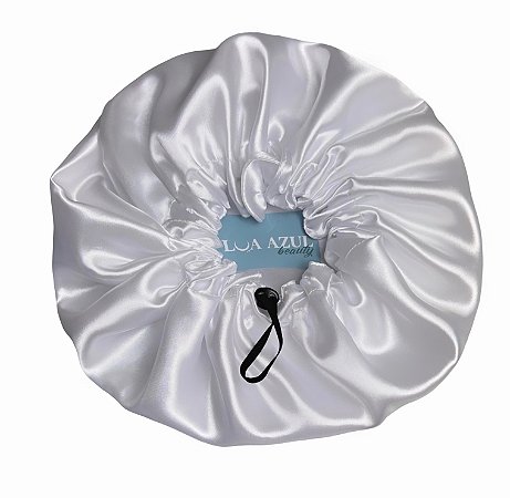 Touca De Cetim Antifrizz Dupla Face Ajustável -  Branco