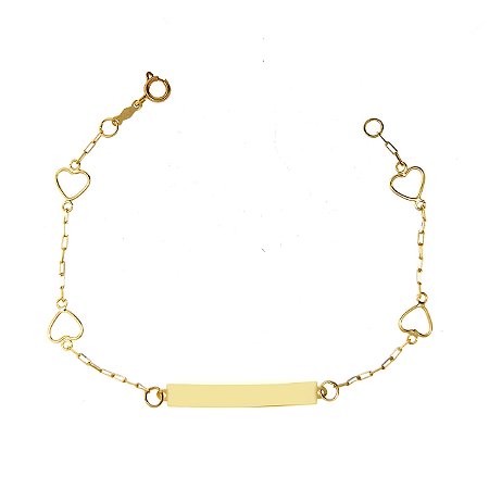 Pulseira de chapinha ouro 18k com coração