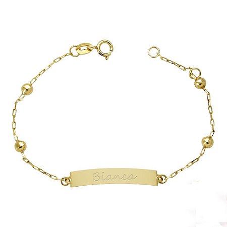 Pulseira de Chapinha Ouro 18k Baby com Bolinhas