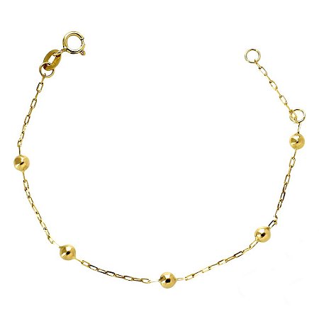 Pulseira de Bolinha  em Ouro 18K Baby