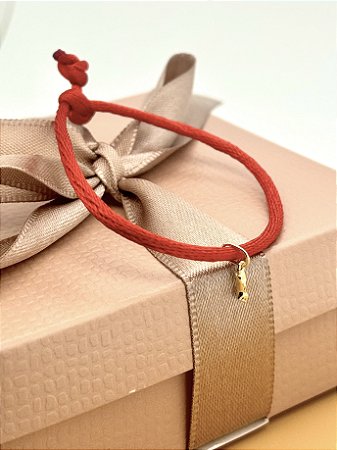 Pulseira Baby de Cordão de Seda com Figa de Ouro 18k