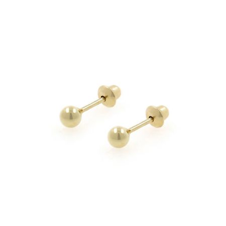 Brinco Bolinha Reforçado 3mm em Ouro 18k