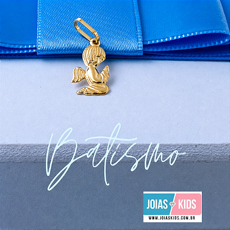 Pingente Anjo da Guarda em Ouro 18k+ Fita de Seda Vermelha