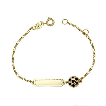 Pulseira Infantil de Chapinha com Bolinha Esmaltada em Ouro 18K