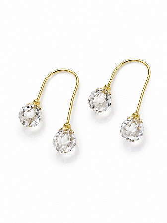 Brinco Anzol em Ouro 18k com Cristal nas Pontas-Teen ou Adulto