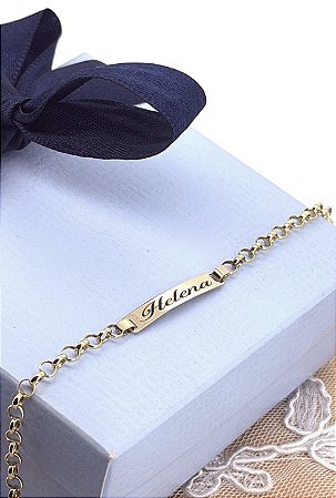 Pulseira em Ouro 18k Chapinha Malha Portuguesa