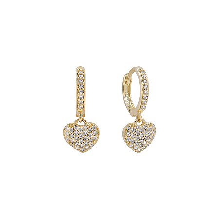 Brinco Argola em ouro 18k com pingente Coração Pequeno