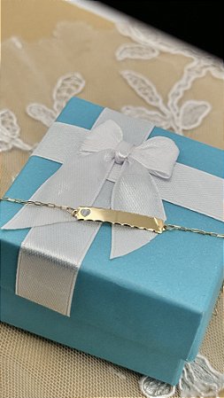 Pulseira de Ouro 18k Chapinha com Coração Vazado