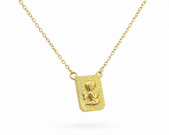 Corrente com Pingente Anjo Guarda em ouro 18k-Reforçado